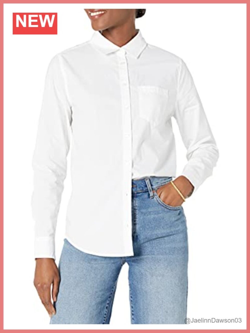 Women's Regular-Fit Long-Sleeve Cotton Poplin Button-Down Shirt Business Casual